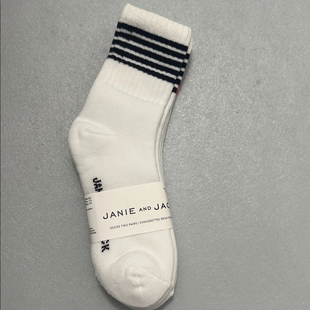 Janie and Jack White Stripe Crew Socks (2-Pack) –‎ NWT